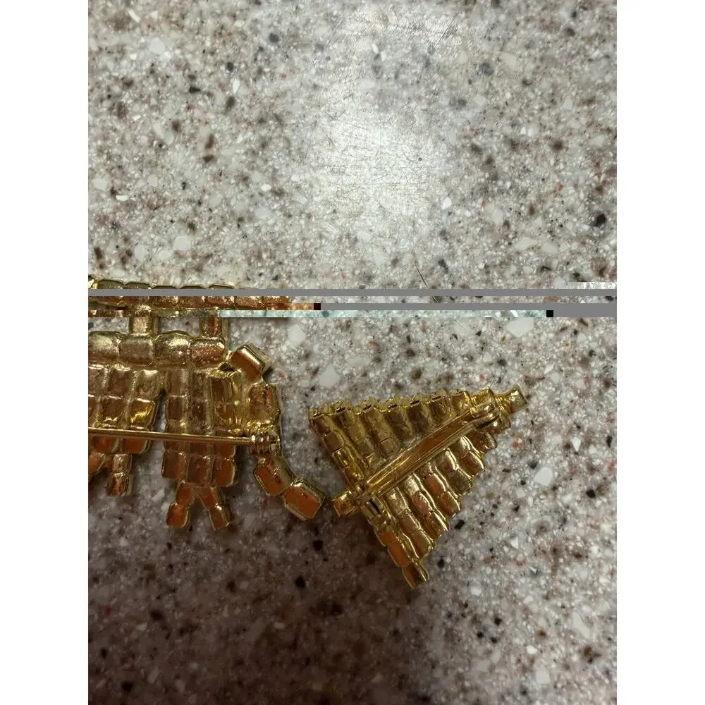 Vnt Multi-Color Prong Set Rhinestone Christmas Gold Tone Pin Brooch Lot Of 5